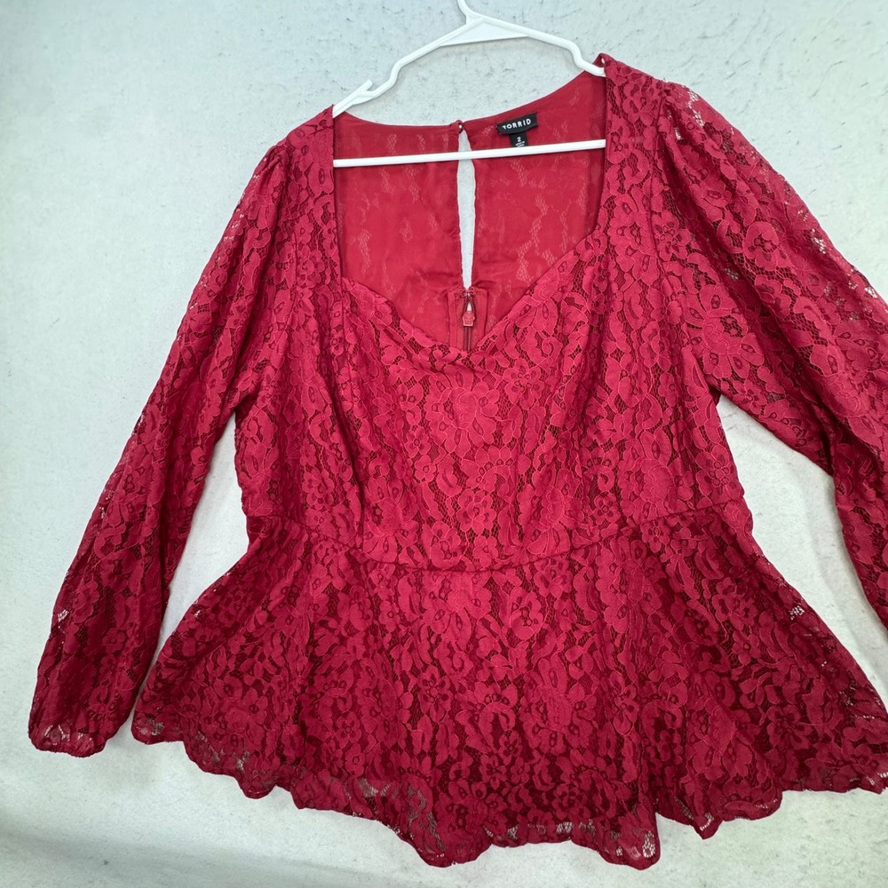 Torrid 2 Lace Peplum Top Women‎ Size 18/20 Floral Sweetheart Romantic Coquette